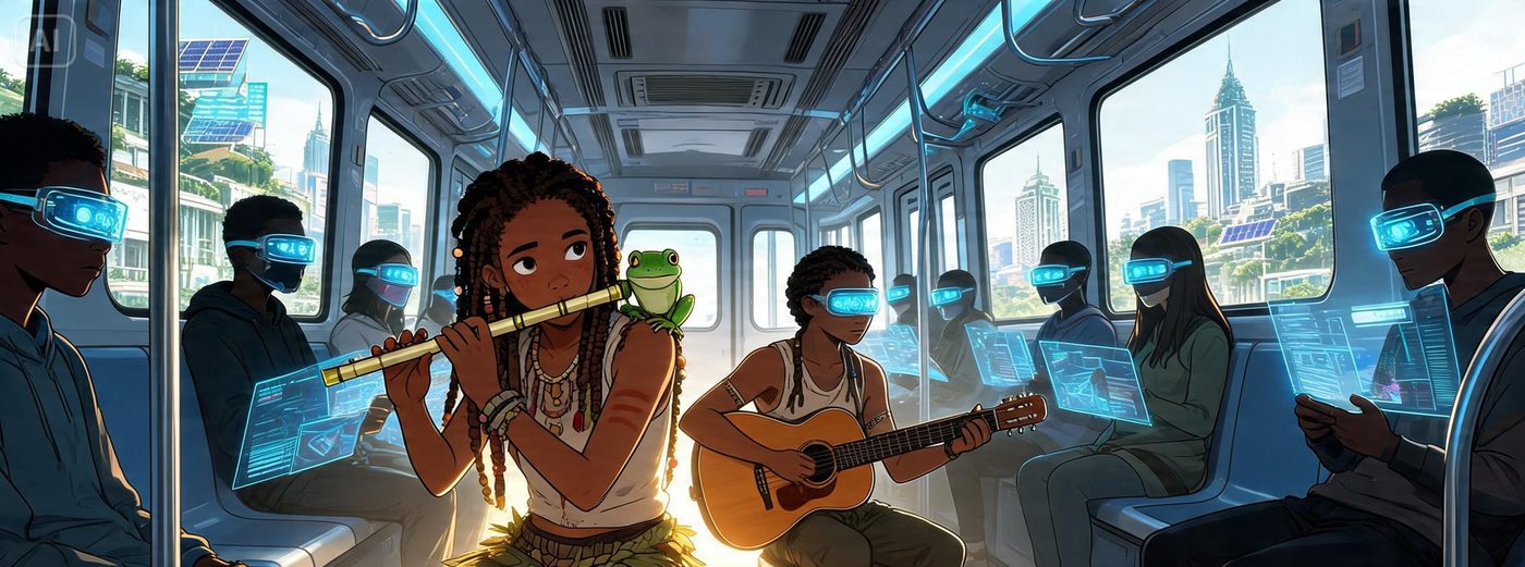 A melodia da floresta atravessa o vagão do monotrilho