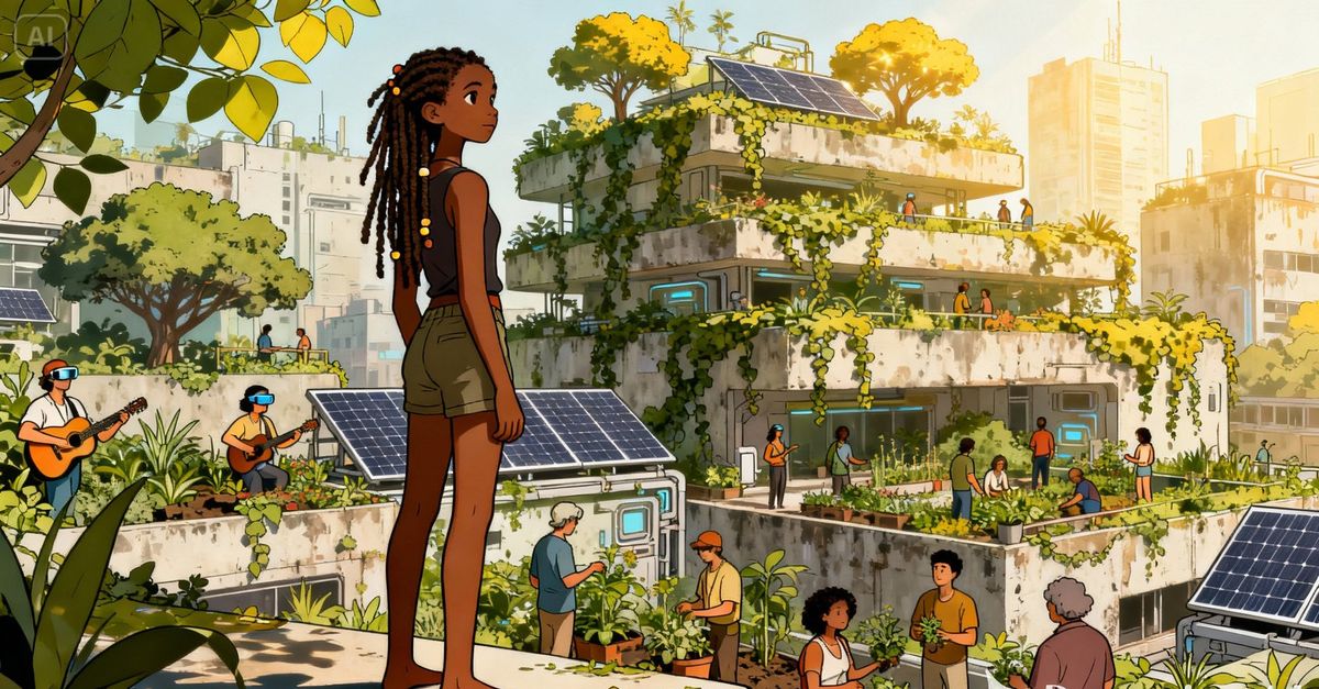 A cidade solarpunk integrada à natureza